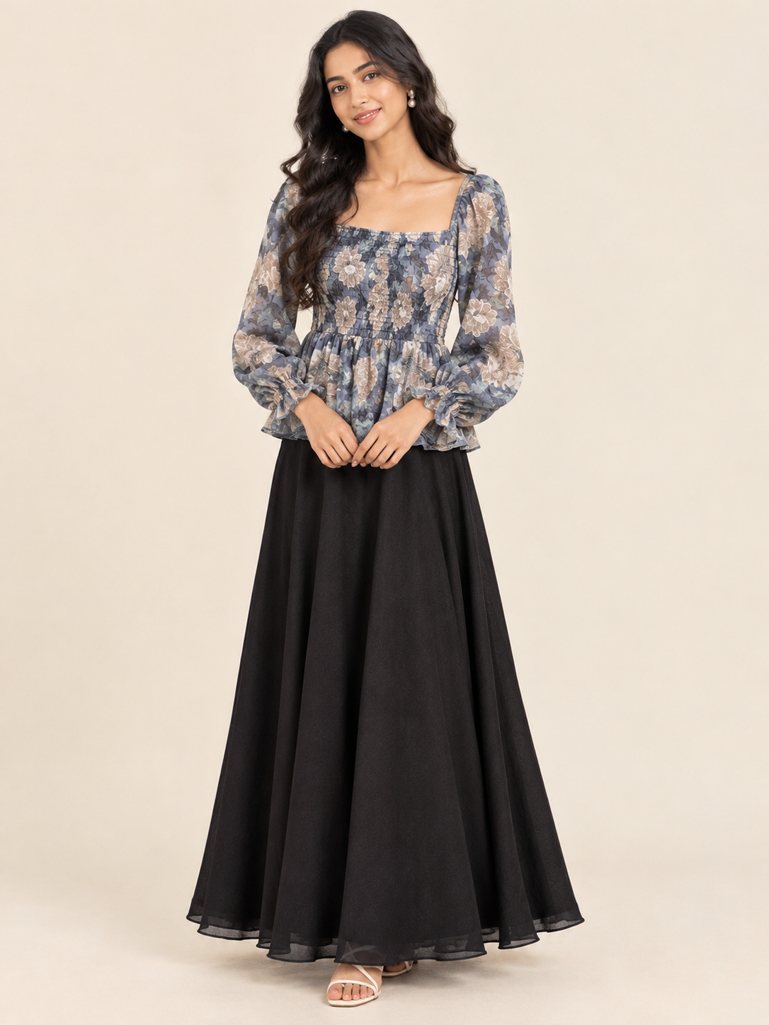Vintage Floral Sweetheart Peplum Top