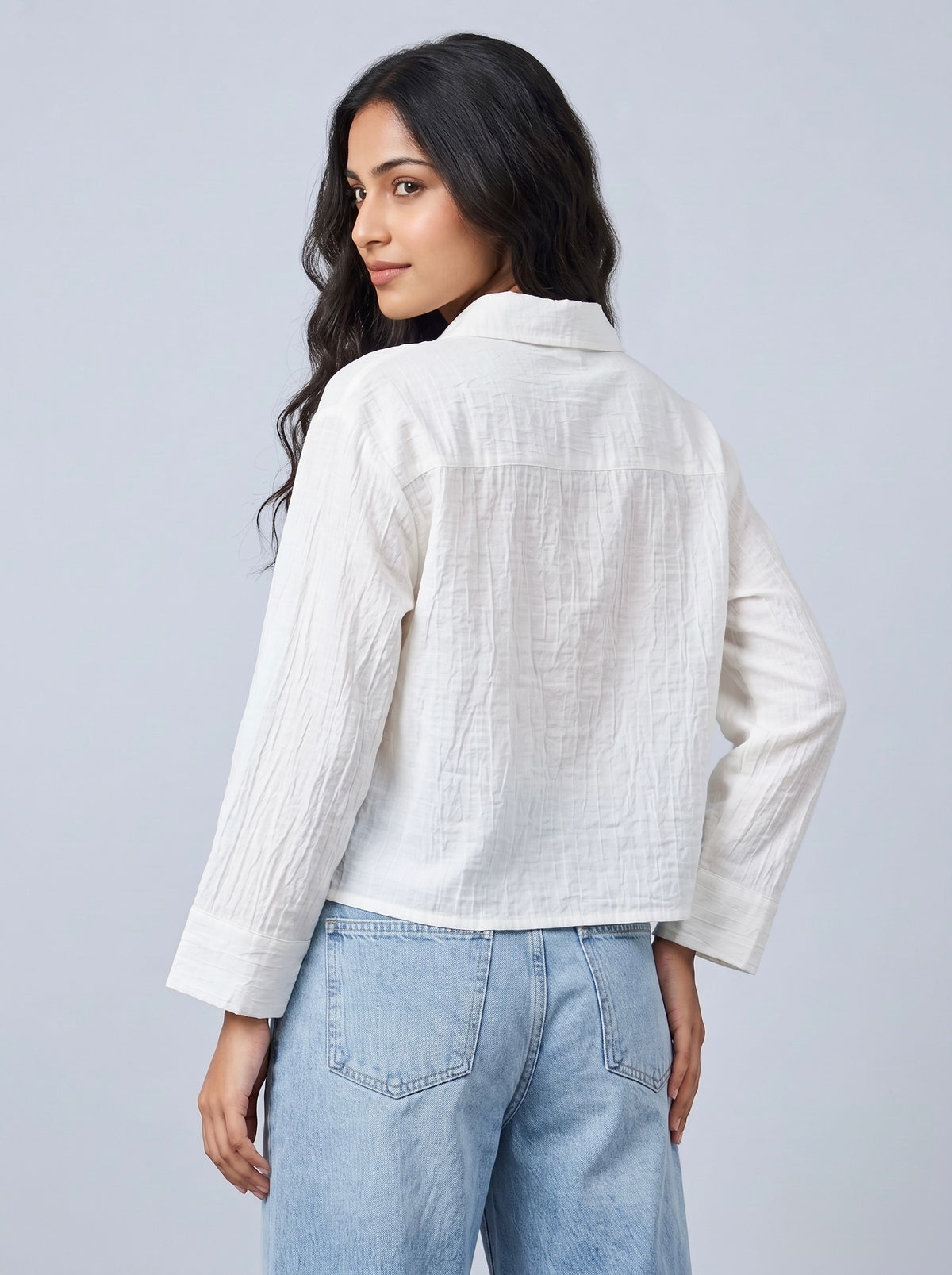 Imported Textured Crop Shirt