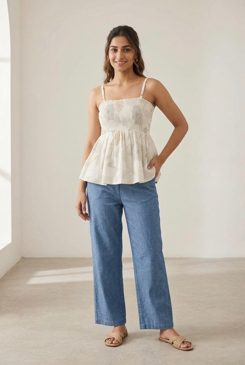 Floral Smocked Peplum Cami Top