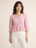 Hakoba V-Neck Peplum Blouse
