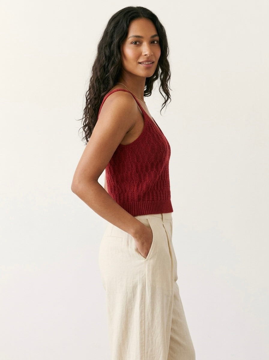 Crimson Textured Knit Camisole Top