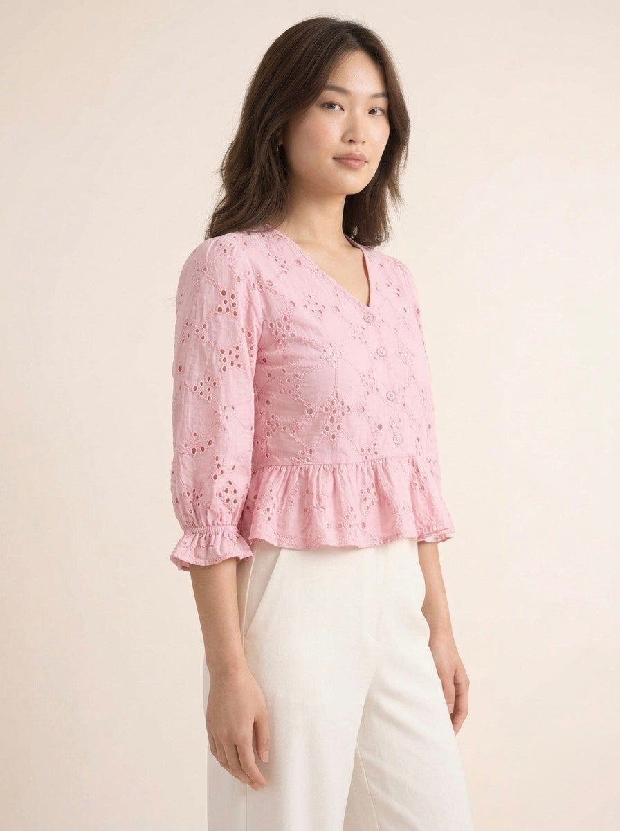 Hakoba V-Neck Peplum Blouse
