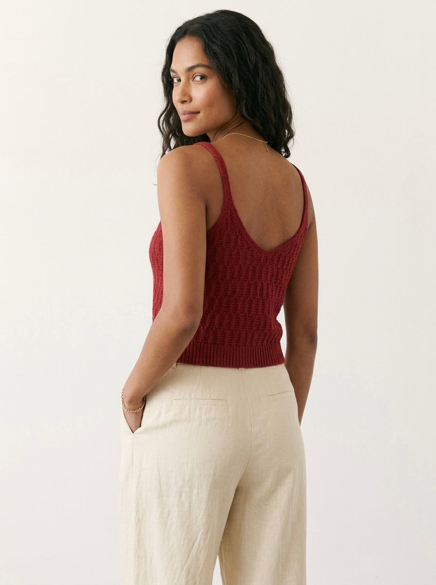 Crimson Textured Knit Camisole Top