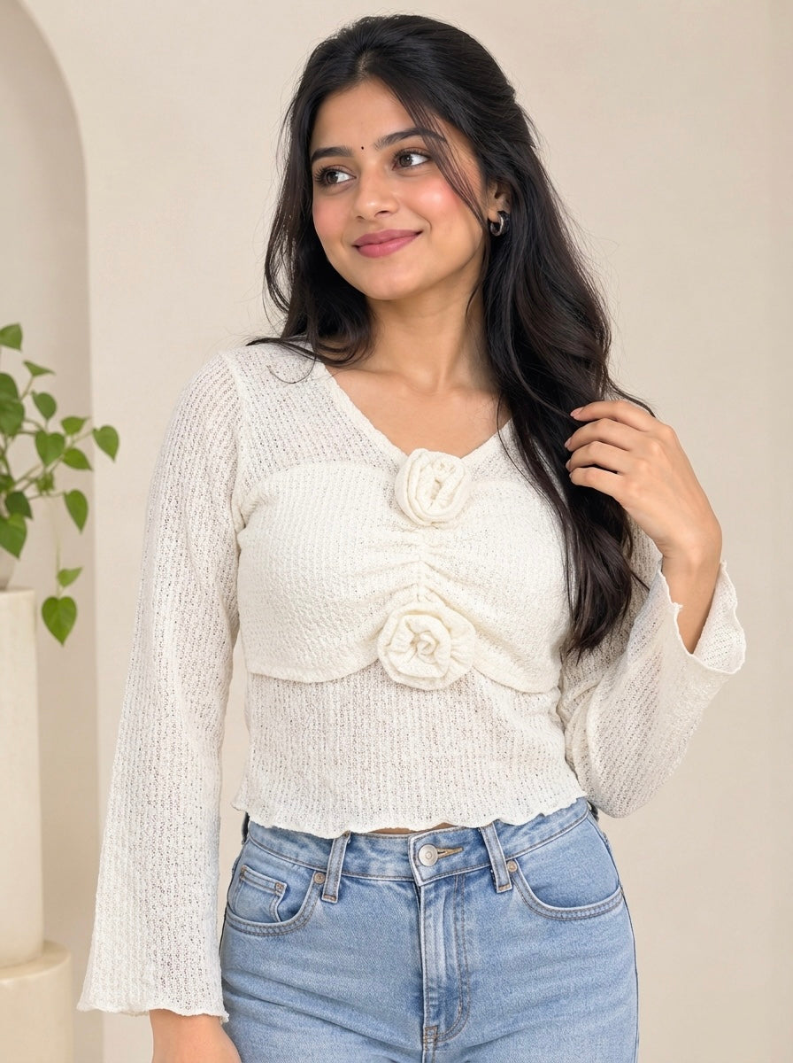 Imported Rosette Knit Top
