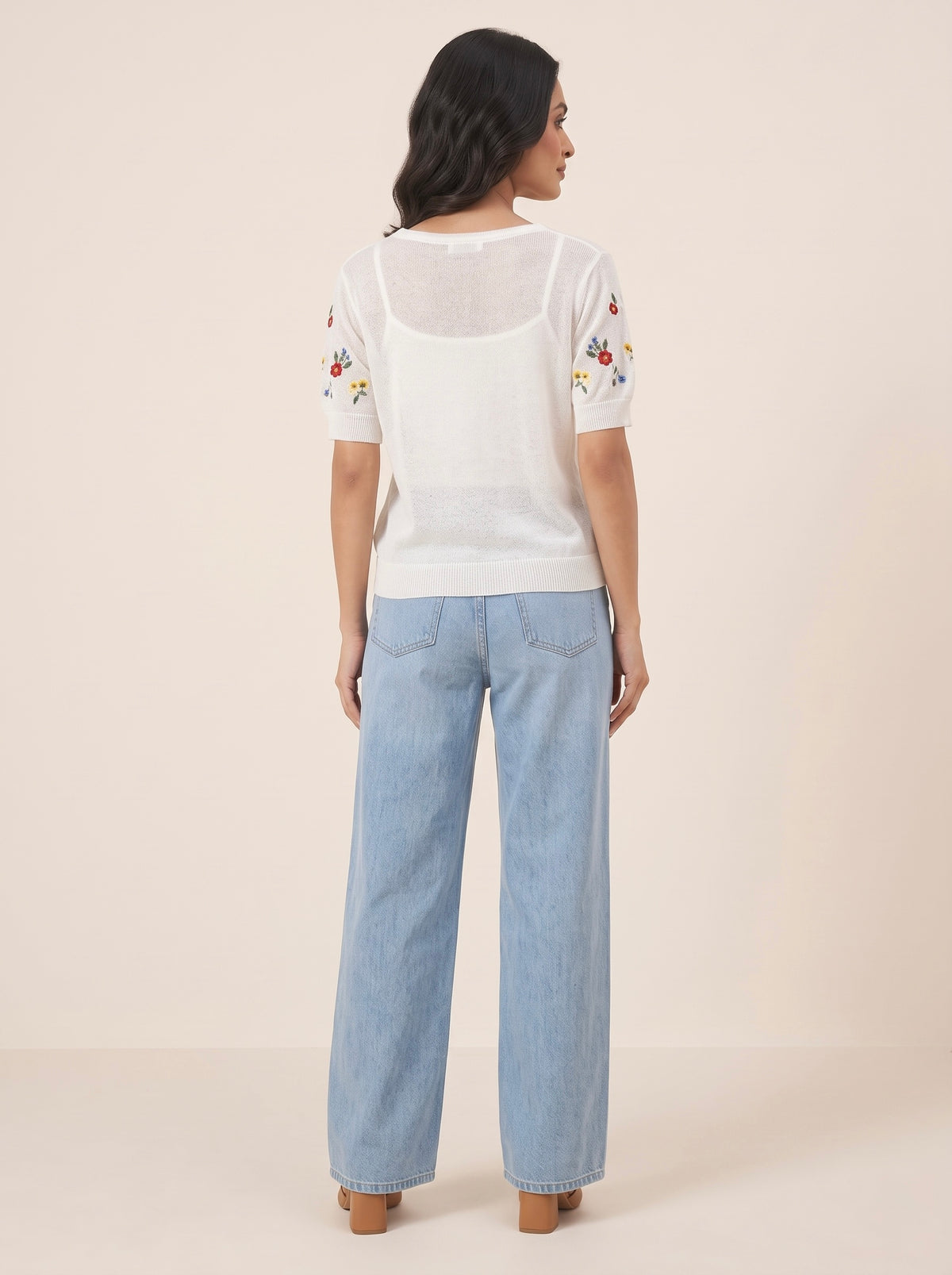 Ditsy Floral Short-Sleeve Knit Top
