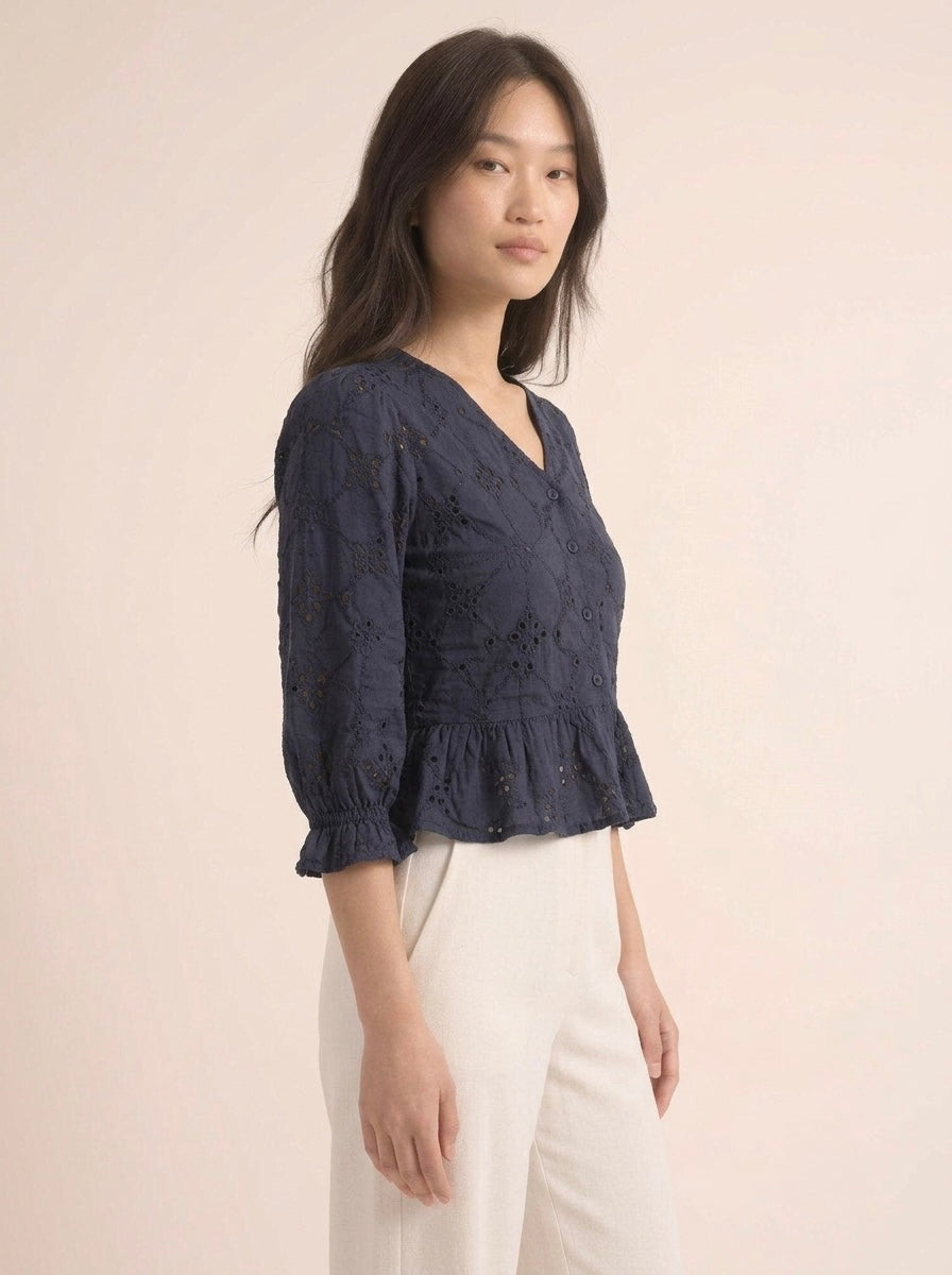 Hakoba V-Neck Peplum Blouse