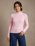 Imported Ribbed Cable Knit Top