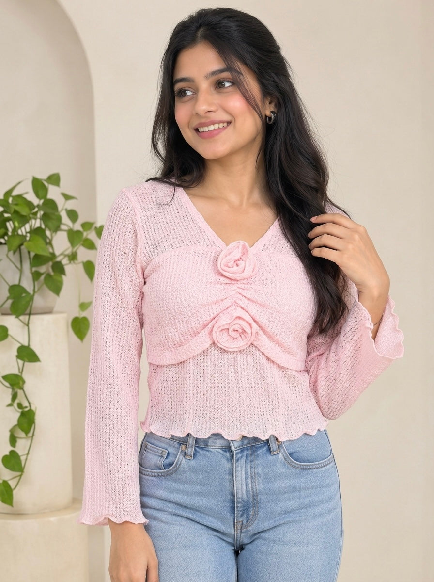 Imported Rosette Knit Top