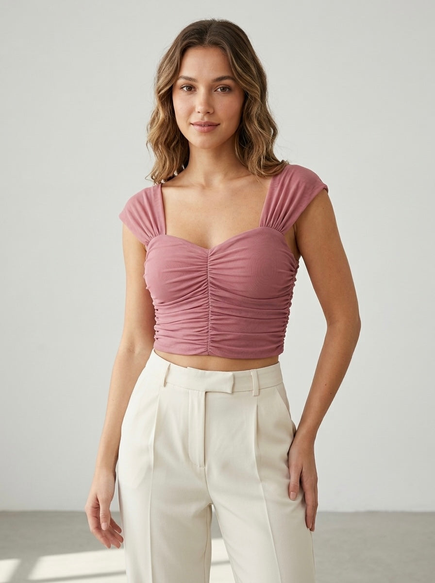 Lilac Ruched Sweetheart Top