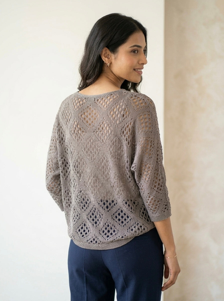 Diamond Open-Work Crochet Knit