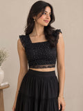 Imported Ruffle Lace Crop Top