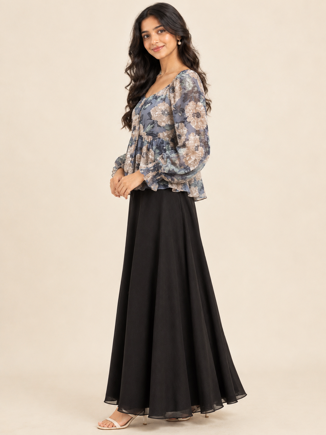Vintage Floral Sweetheart Peplum Top