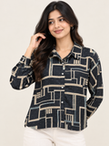 Grid Print Cropped Shirt