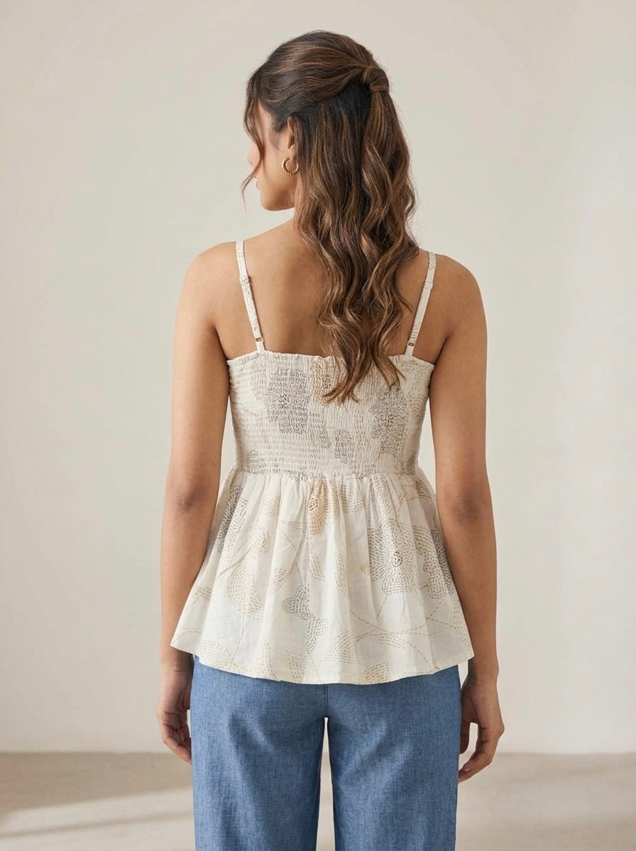 Floral Smocked Peplum Cami Top