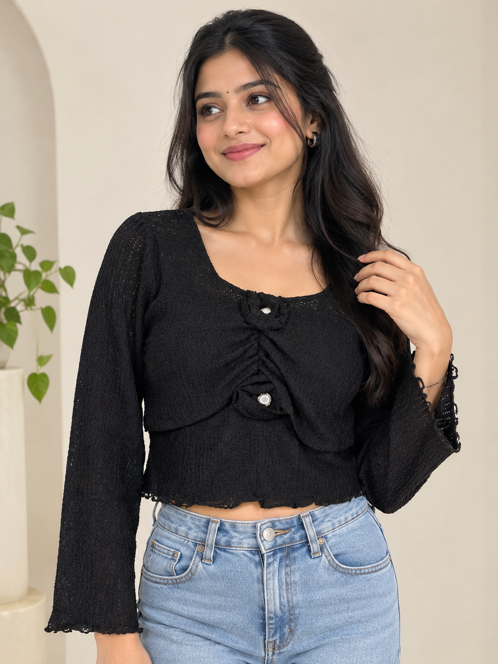 Imported Rosette Knit Top