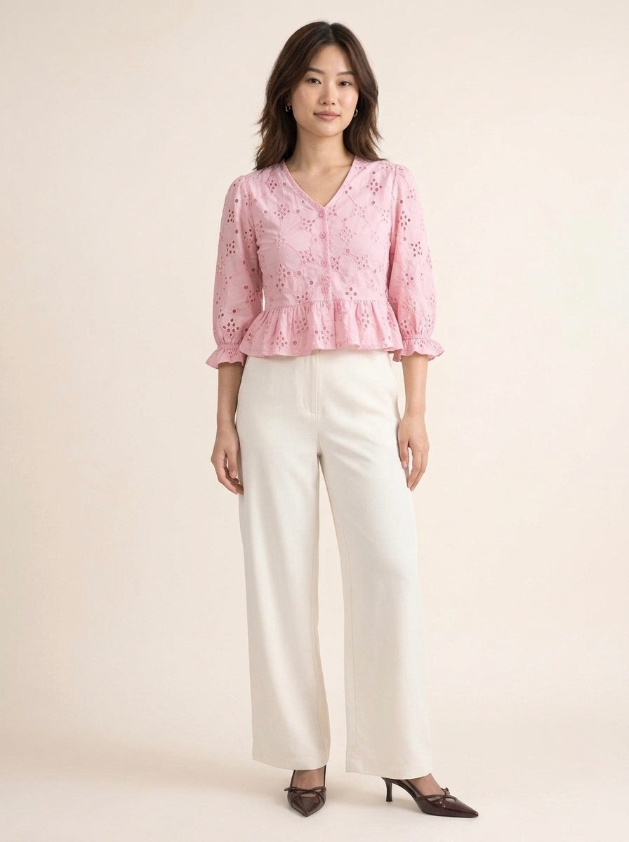 Hakoba V-Neck Peplum Blouse