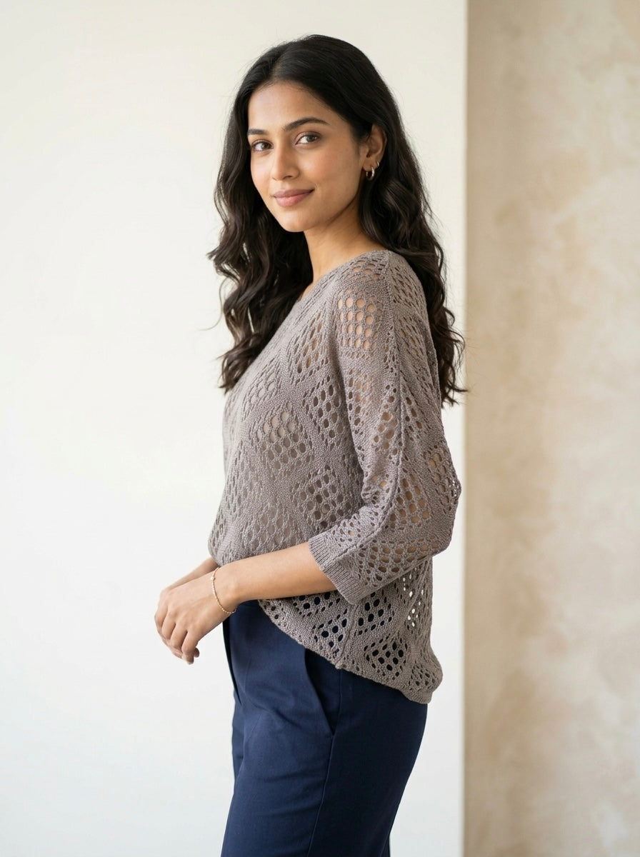 Diamond Open-Work Crochet Knit