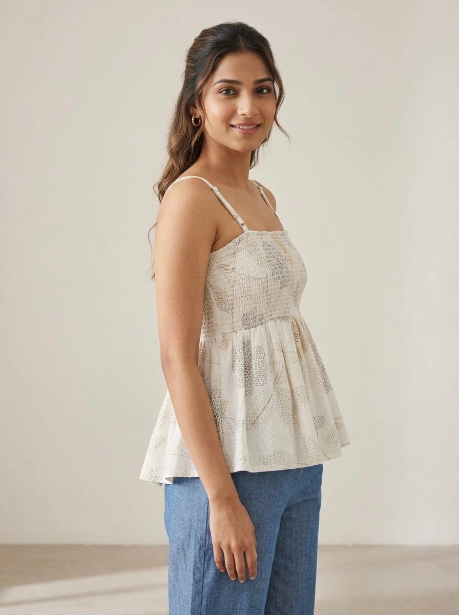 Floral Smocked Peplum Cami Top