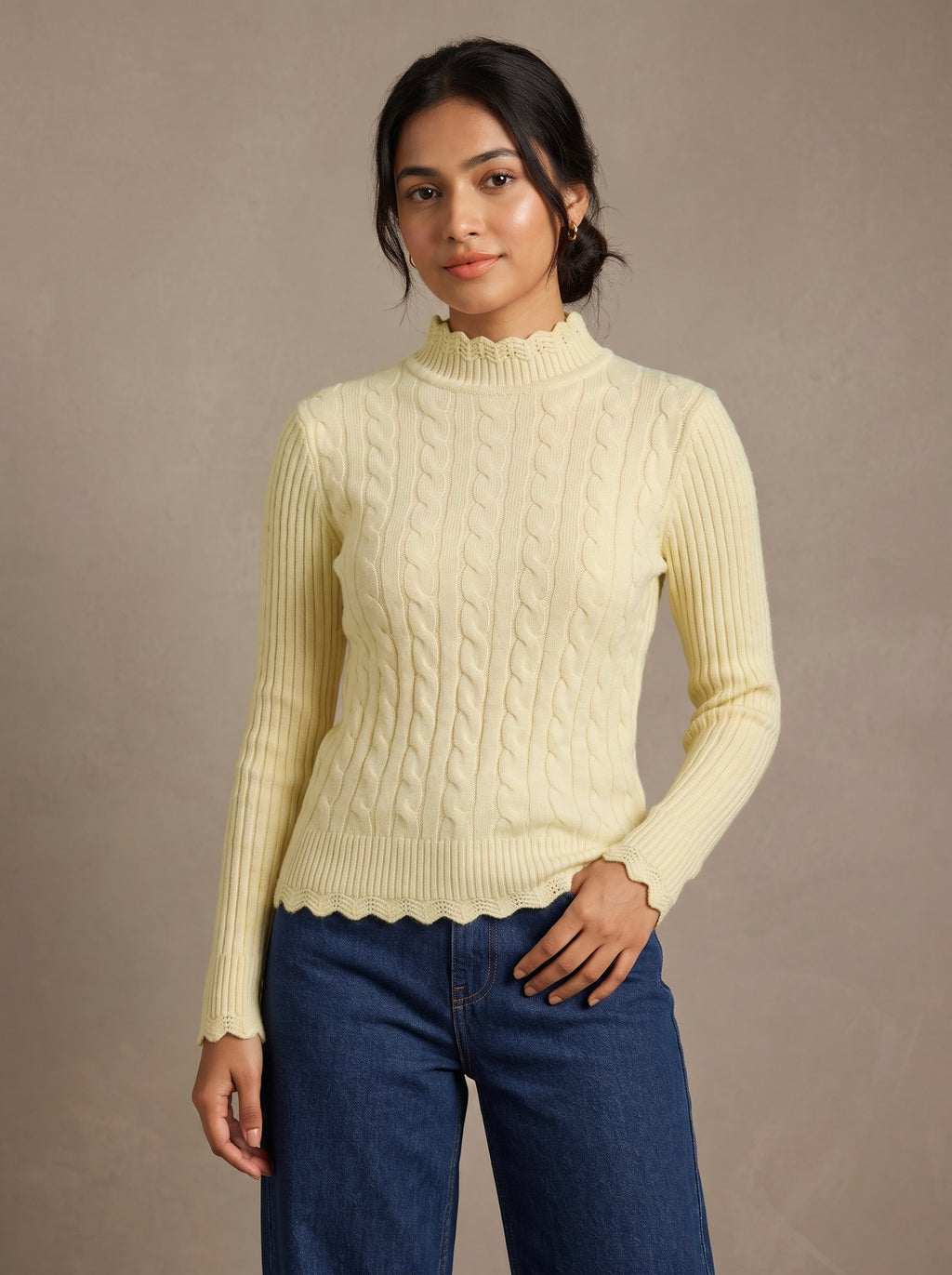 Imported Ribbed Cable Knit Top