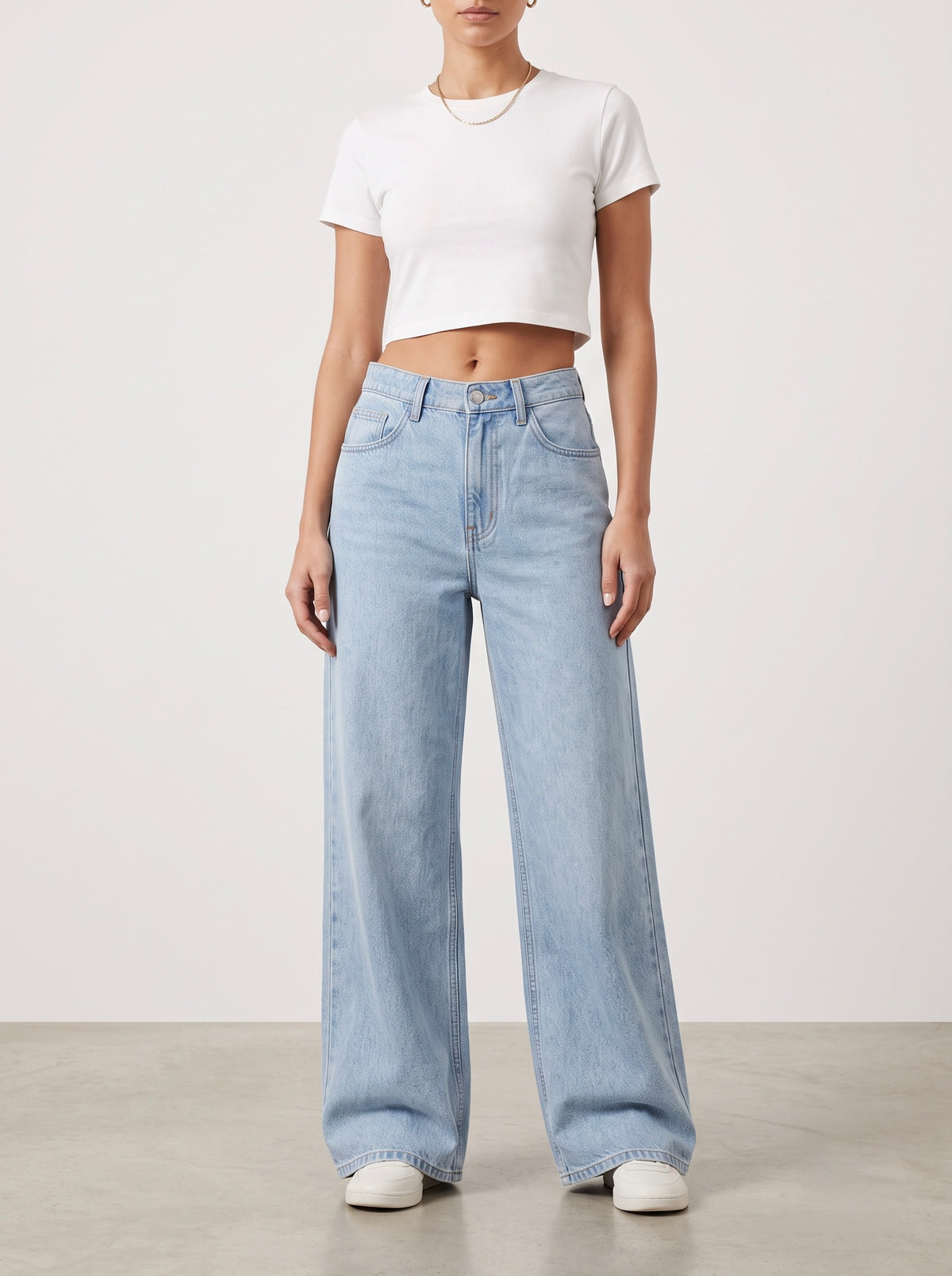 Light Wash Wide-Leg Jeans