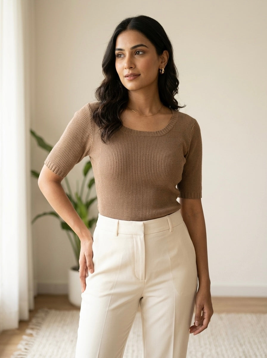 Ribbed Scoop Knit