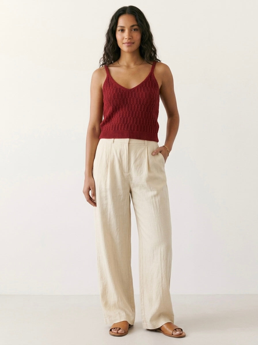 Crimson Textured Knit Camisole Top