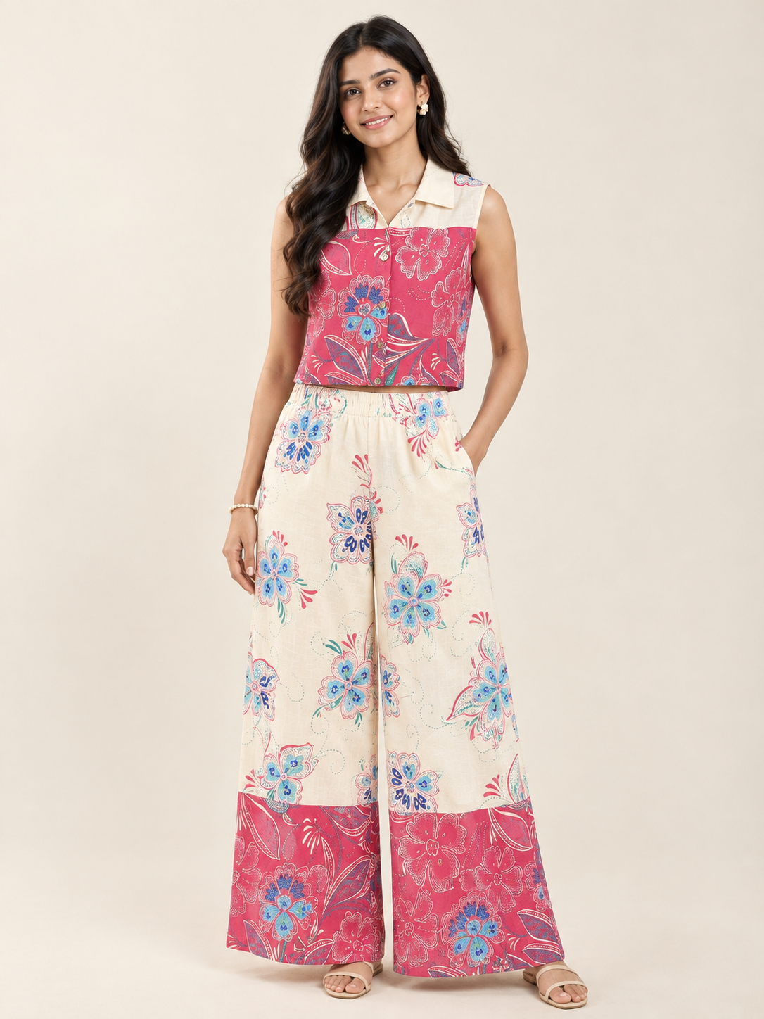 Floral Co-ord Set – Pink & Cream