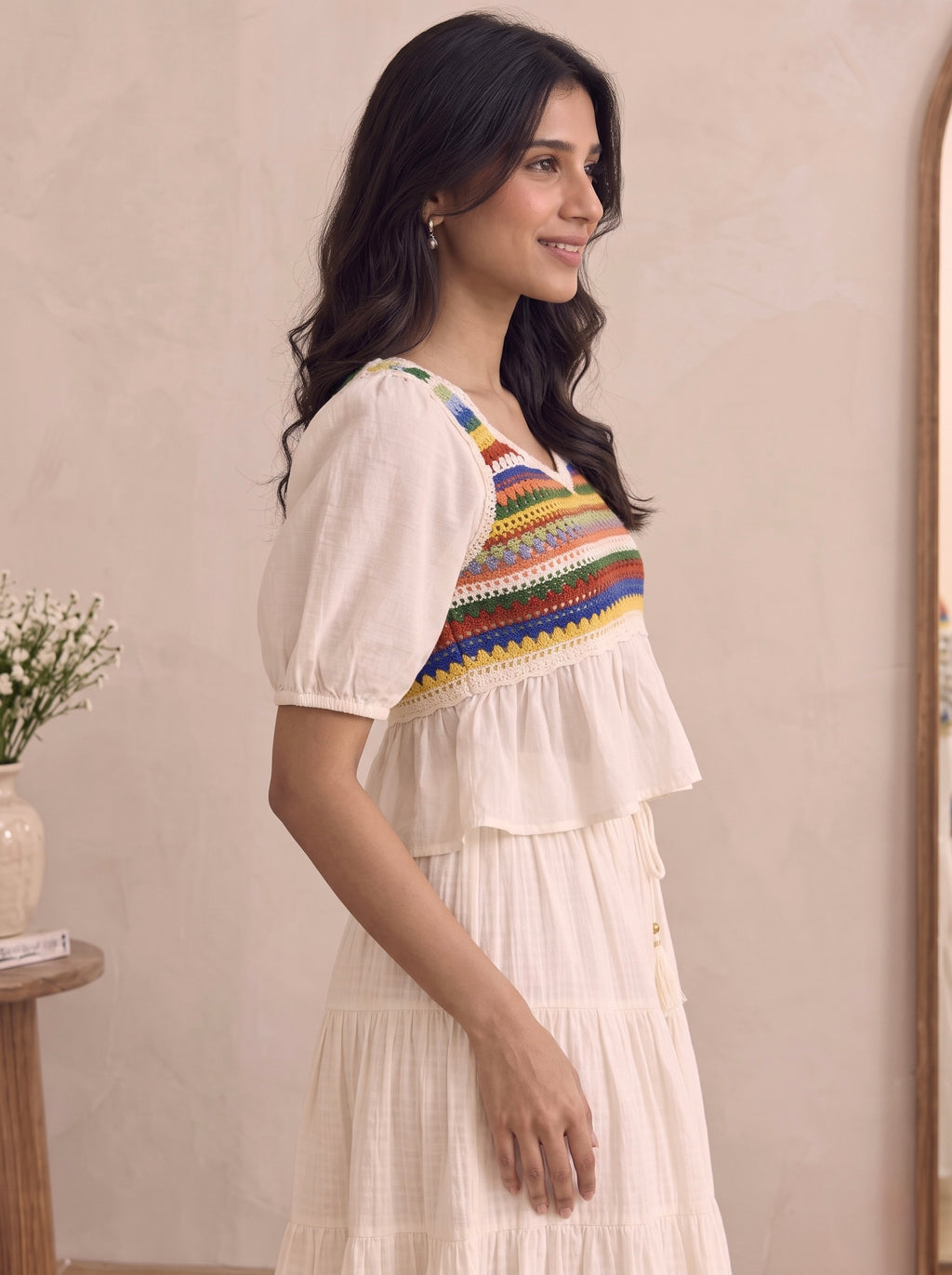 Imported Boho Crochet Peplum Top