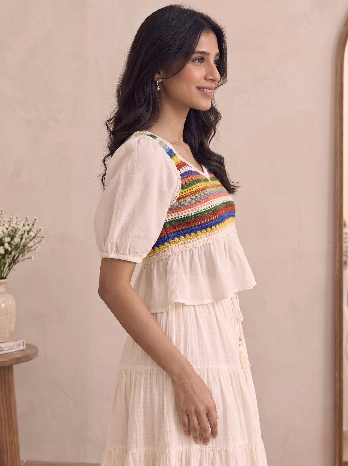 Imported Boho Crochet Peplum Top