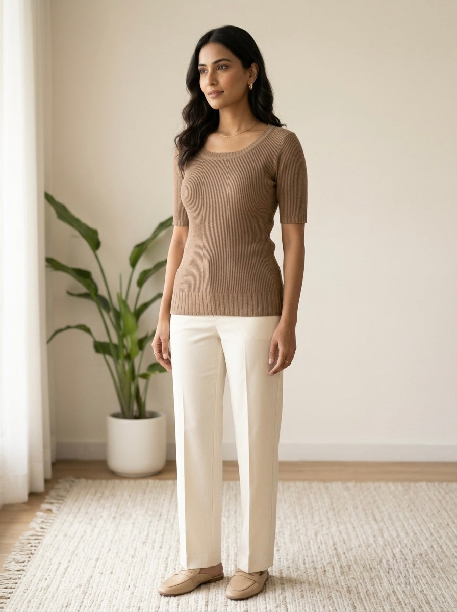 Ribbed Scoop Knit