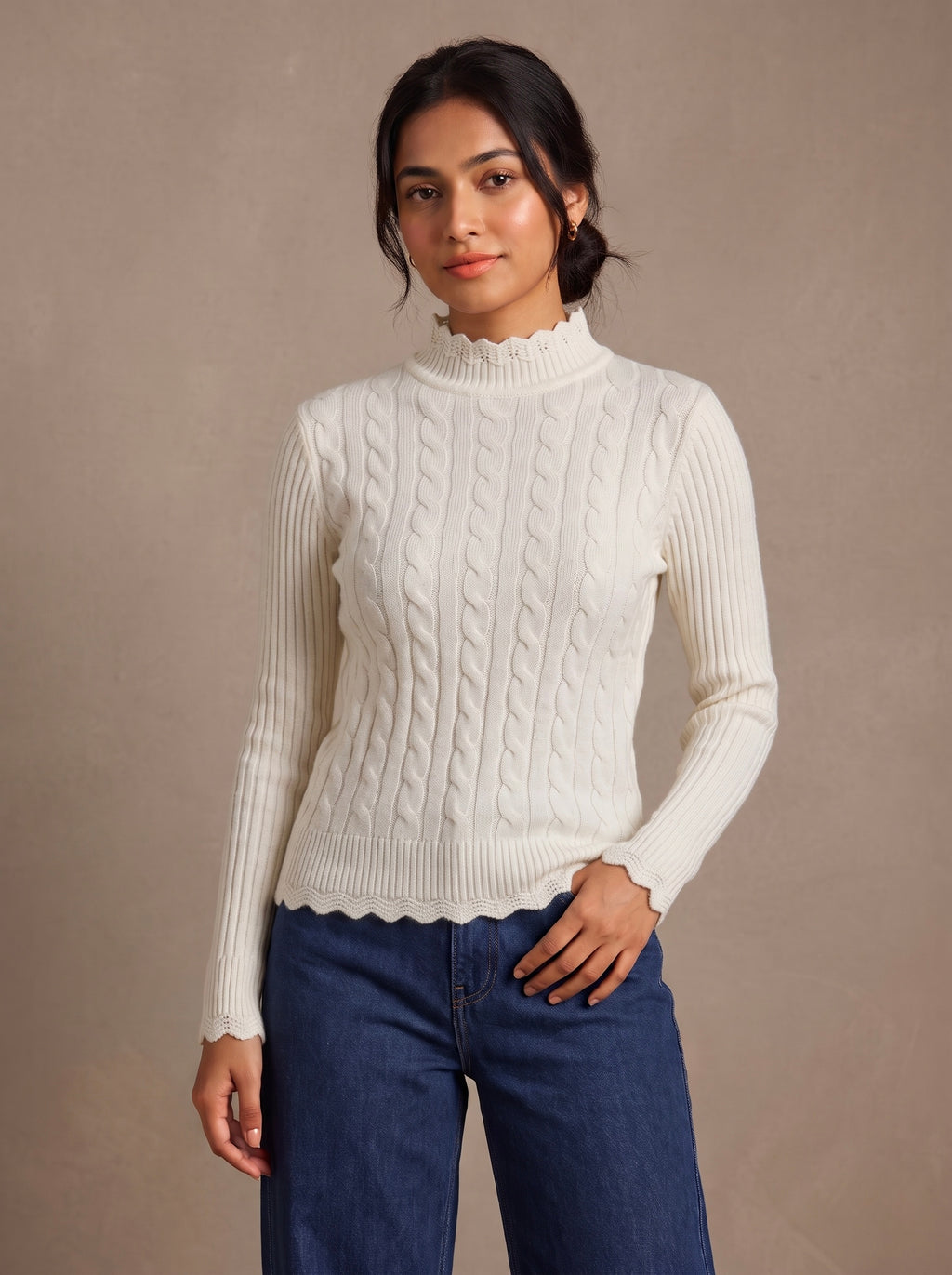 Imported Ribbed Cable Knit Top