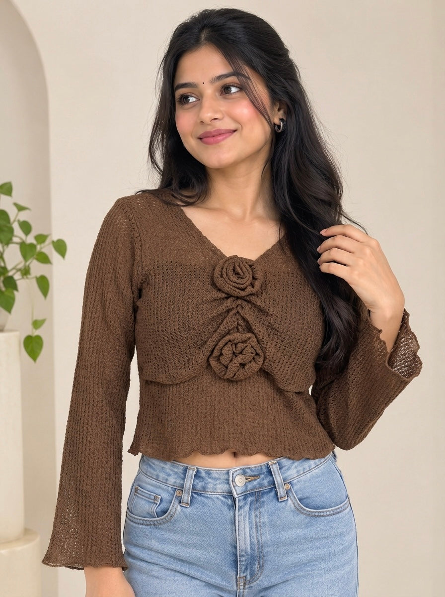 Imported Rosette Knit Top