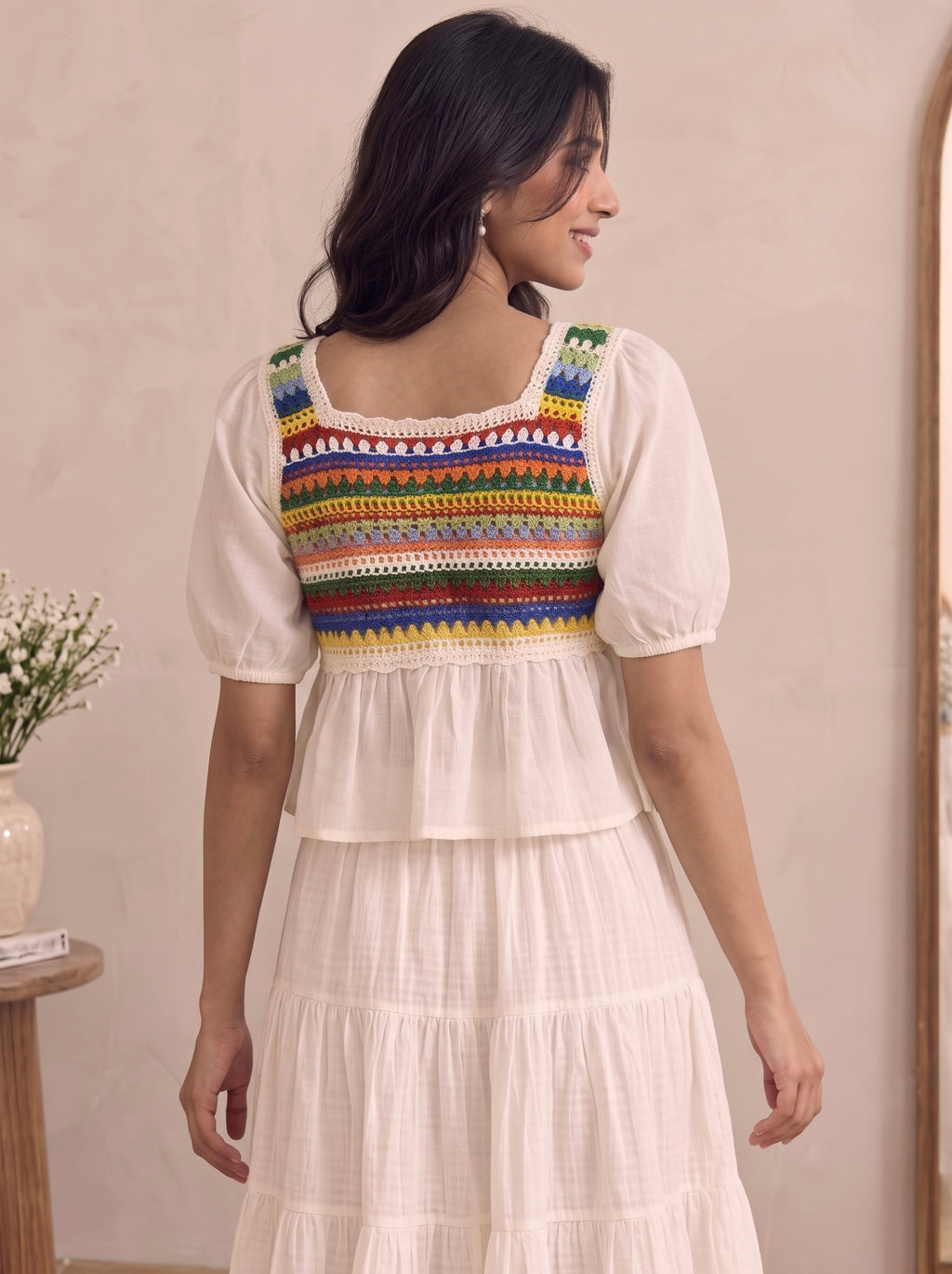 Imported Boho Crochet Peplum Top