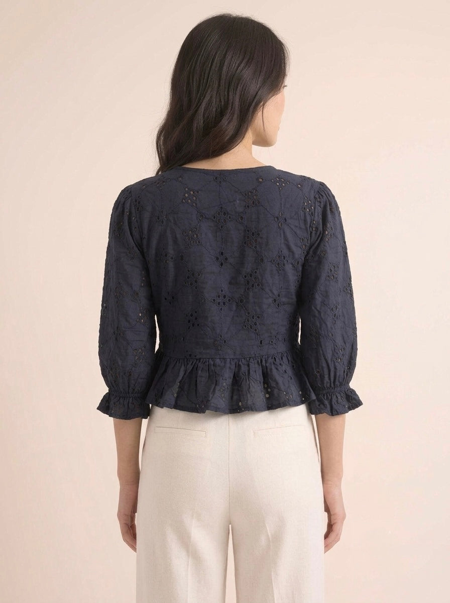 Hakoba V-Neck Peplum Blouse