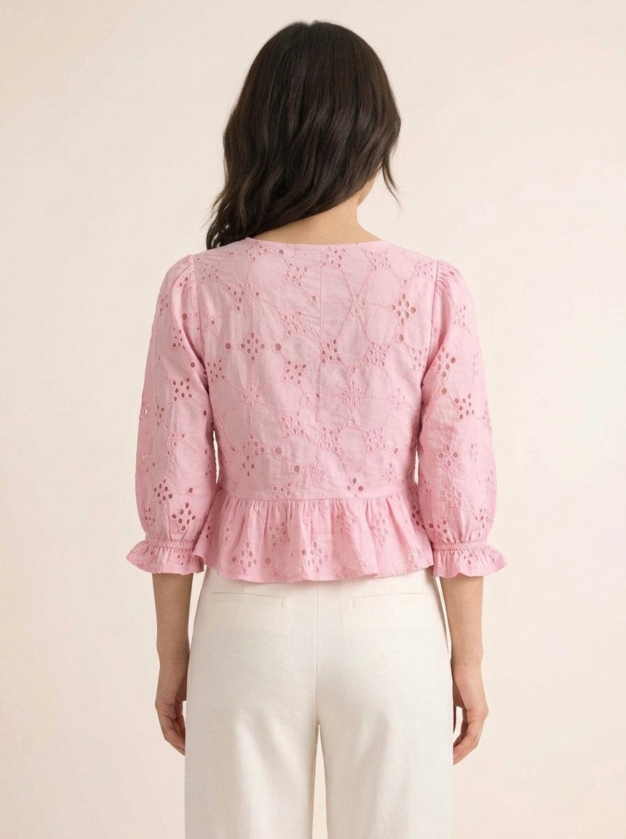 Hakoba V-Neck Peplum Blouse