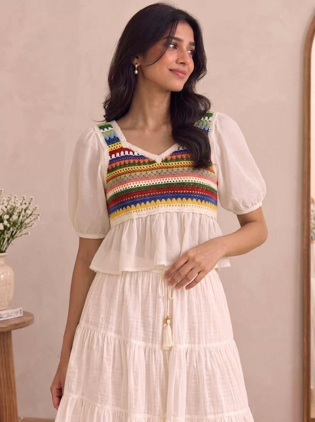 Imported Boho Crochet Peplum Top