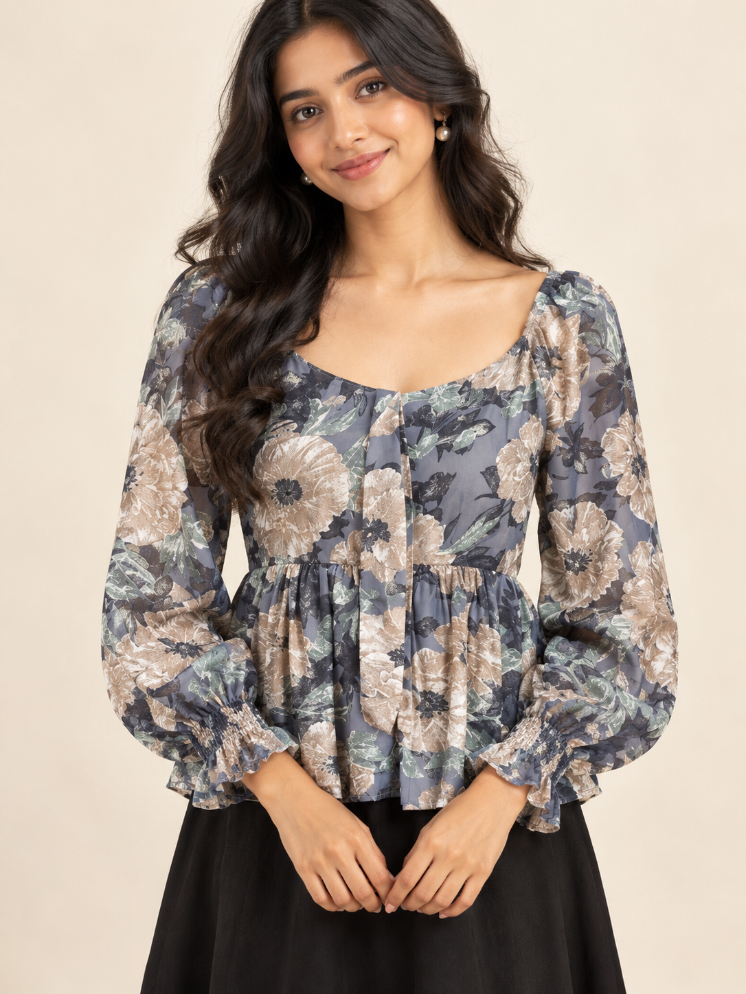 Vintage Floral Sweetheart Peplum Top