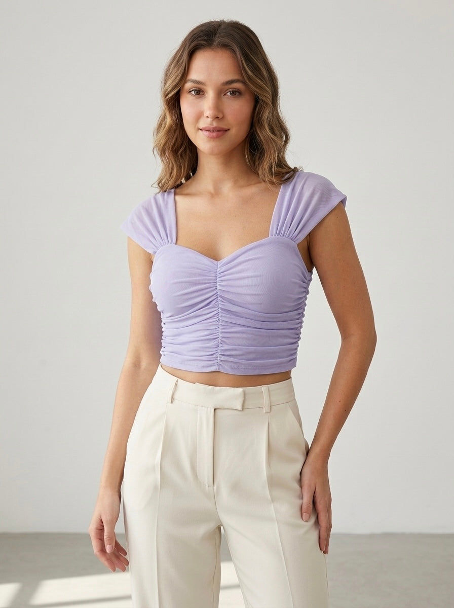 Lilac Ruched Sweetheart Top