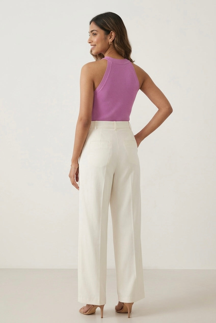 Lavender Ribbed Halter Neck Knit Top
