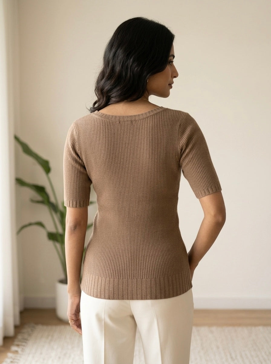Ribbed Scoop Knit