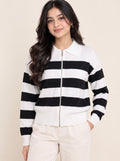 Imported Stripe Zip Knit Top