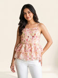 Blush Floral Watercolor Tiered Cami Top