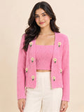 Imported Floral Knit Twinset