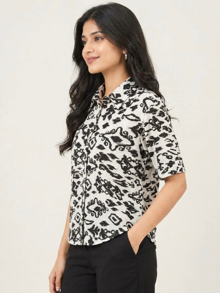 Ikat Print Short-Sleeve Shirt