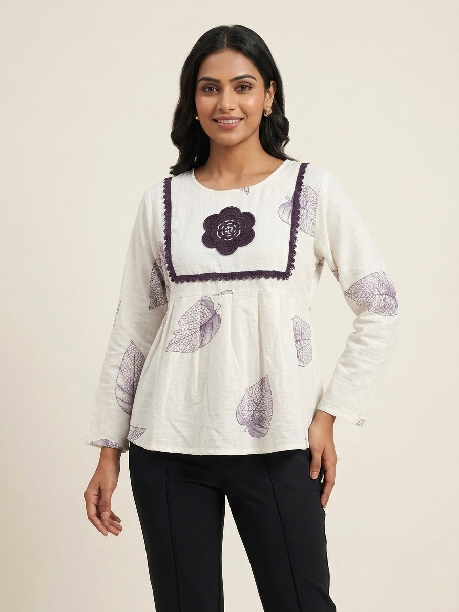 Leaf Print Peplum Tunic
