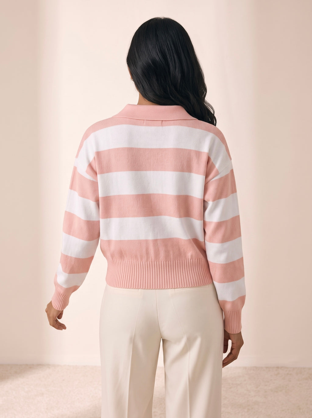 Imported Stripe Zip Knit Top